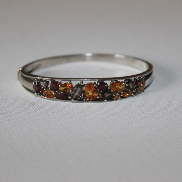 Jewelry - Silver and amber jeweled bracelet- Gorgeous!!!